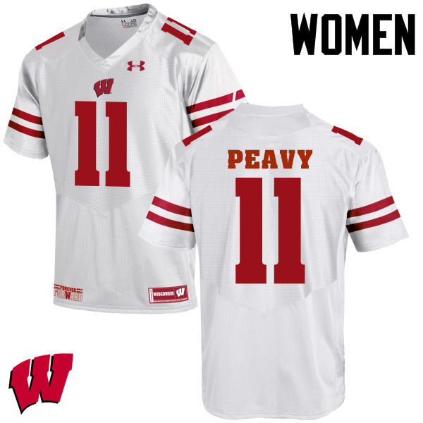 Wisconsin Badgers Women's #11 Jazz Peavy NCAA Under Armour Authentic White College Stitched Football Jersey WC40U84PZ